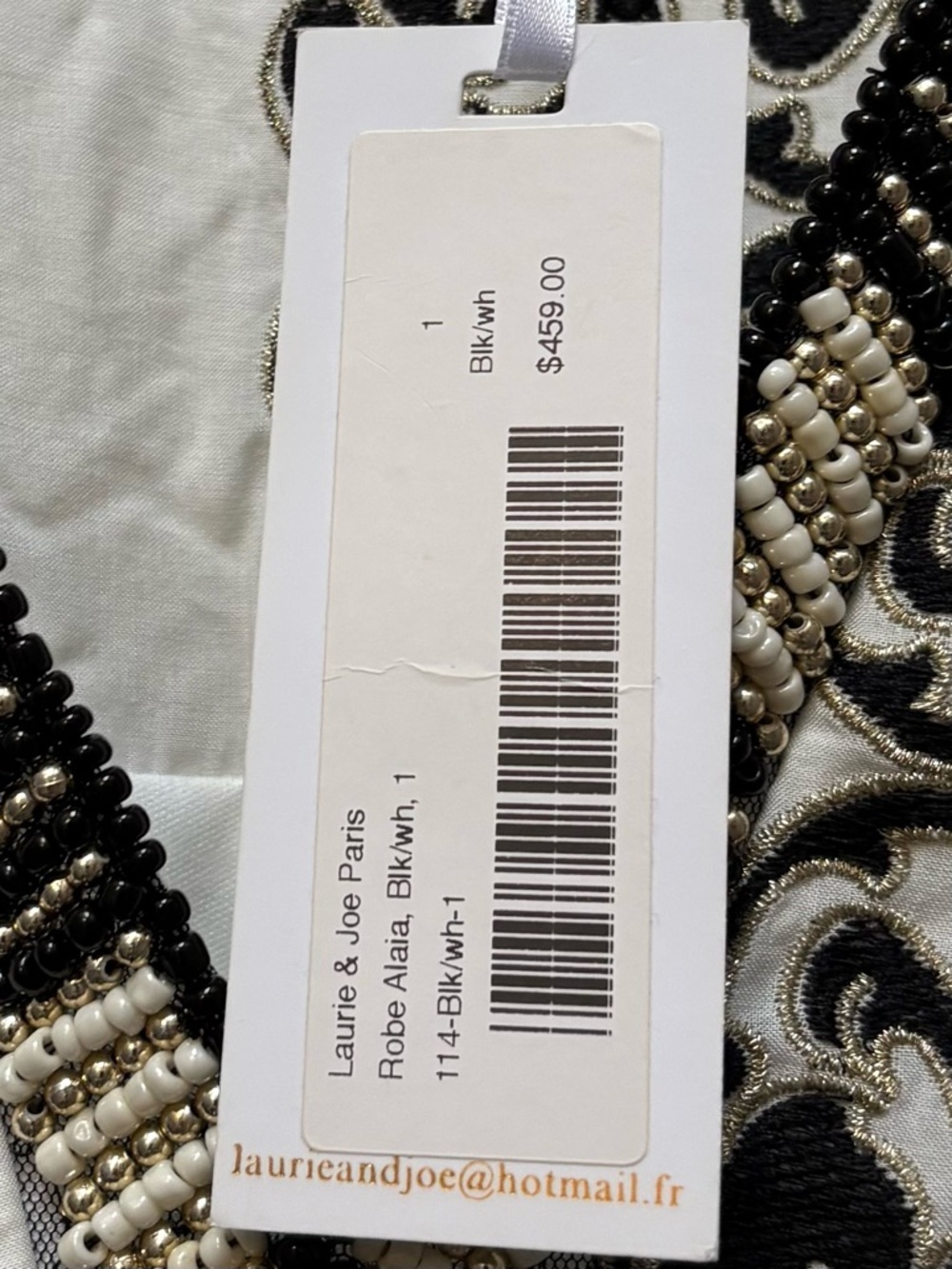 Laurie & Joe Black & Ivory Beaded Lace Maxi Tiered Dress NWT - Picture 9 of 14